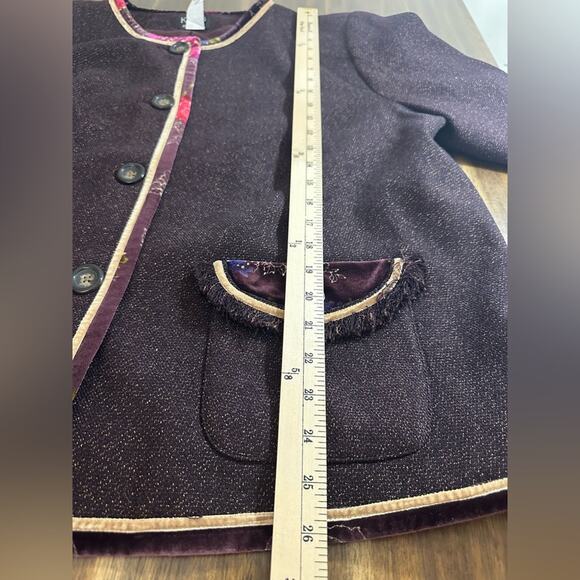 Koos Of Course Jacket Artsy Velvet Trim Pockets Size 2X Timeless Vintage EUC - Picture 3 of 7